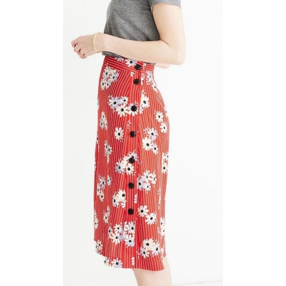 Madewell Side Button Skirt in Daisy Society Red Size 00